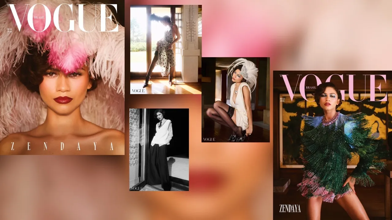 Zendaya transforma glamour vintage em alta moda na nova capa da Vogue Brasil