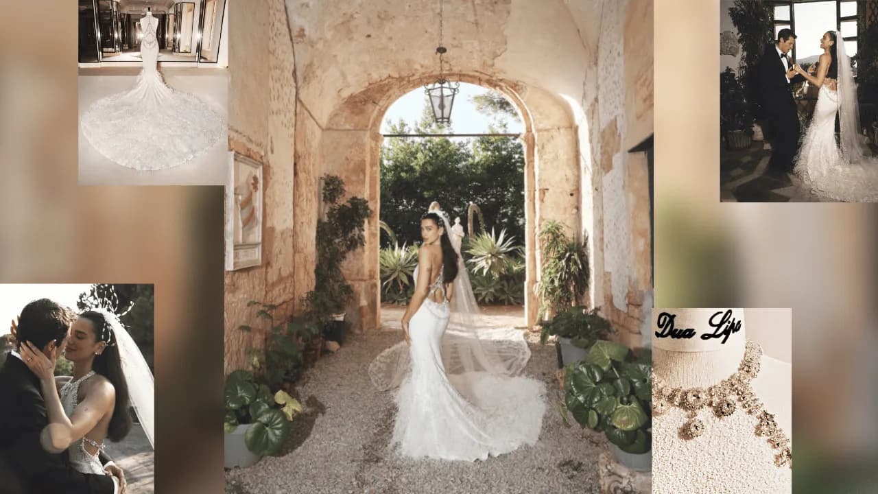 O vestido de noiva de Dua Lipa: a criação de alta-costura da Chanel que marcou o ano